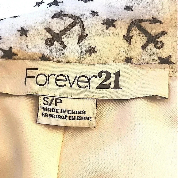 NWOT Forever 21 shorts lined cream/brown anchor motif pallazo pants Size XS - Picture 3 of 3